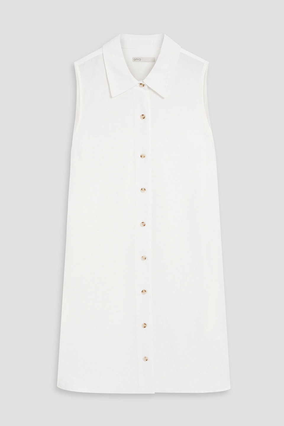 Onia Linen And Lyocell-blend Mini Shirt Dress In White