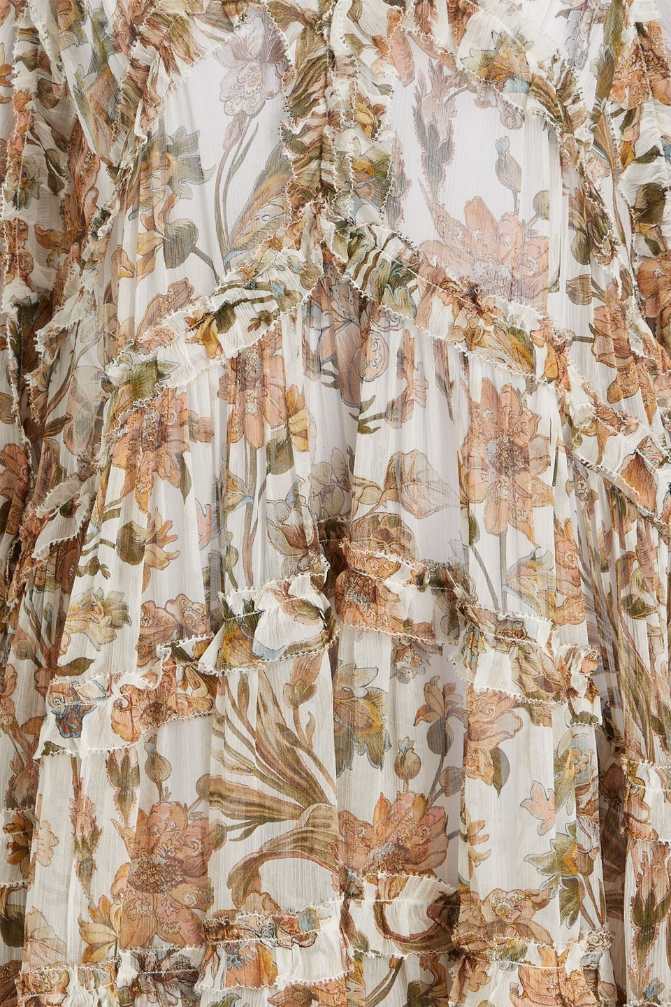 Zimmermann Floral-print Crepon Mini Dress In Ivory