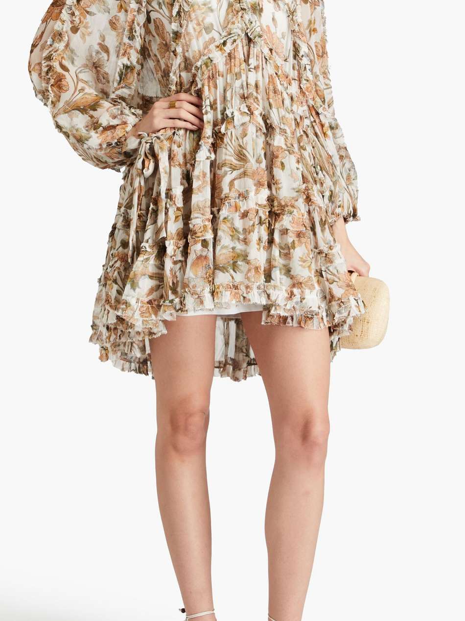 floral-print crepon mini dress
