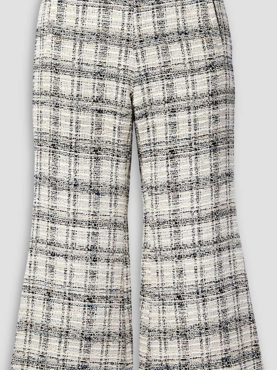 cropped checked cotton-blend bouclé flared trousers