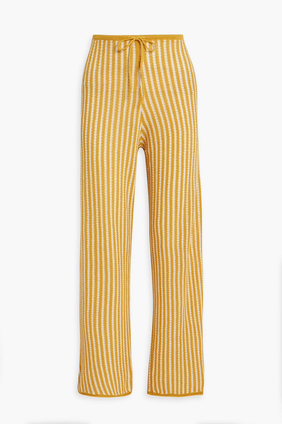 Onia Striped Linen Wide-leg Pants In Yellow