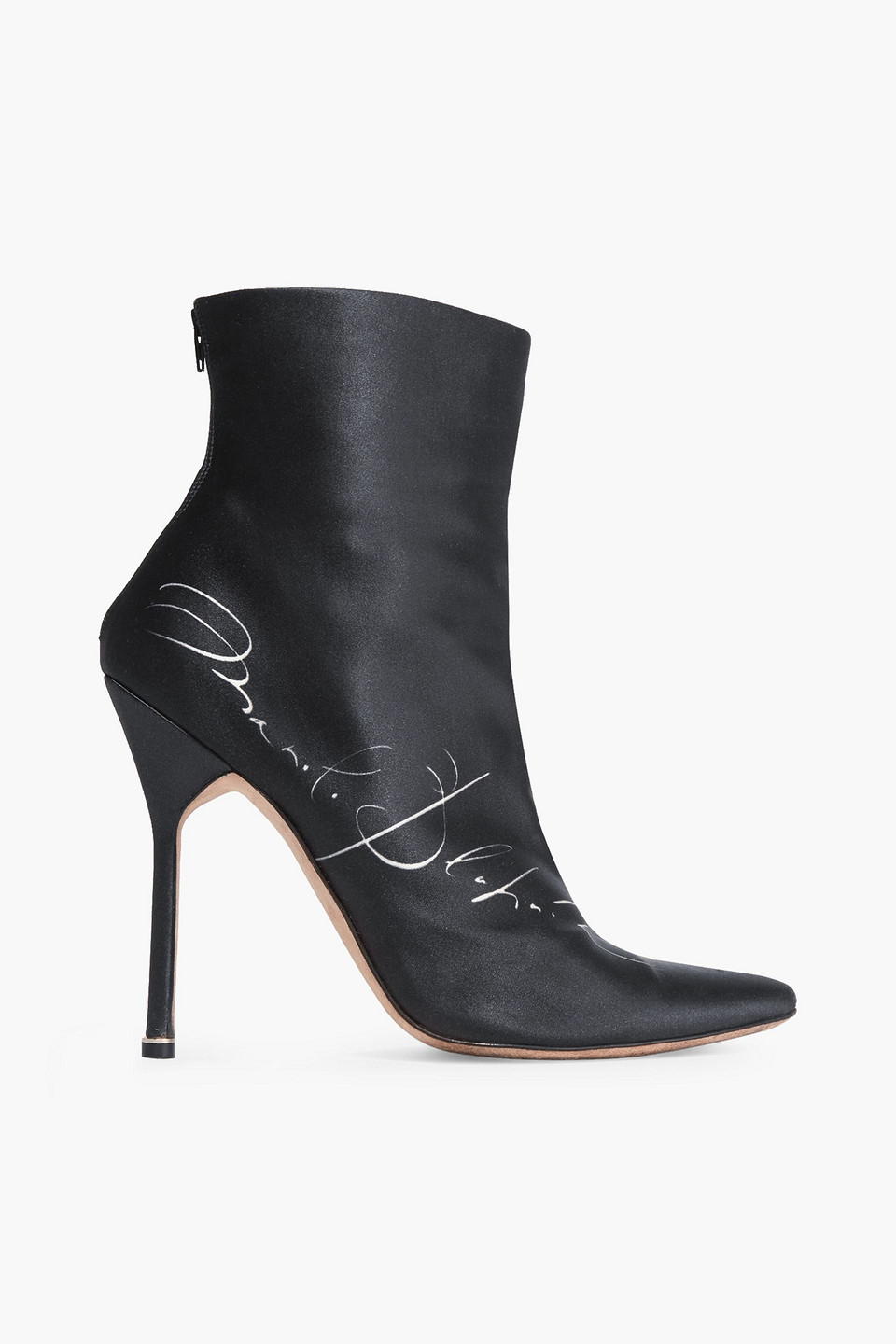 Vetements Printed Satin Ankle Boots In Black