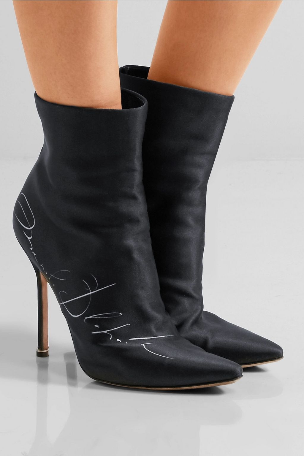 Printed satin ankle boots black EU 39.5