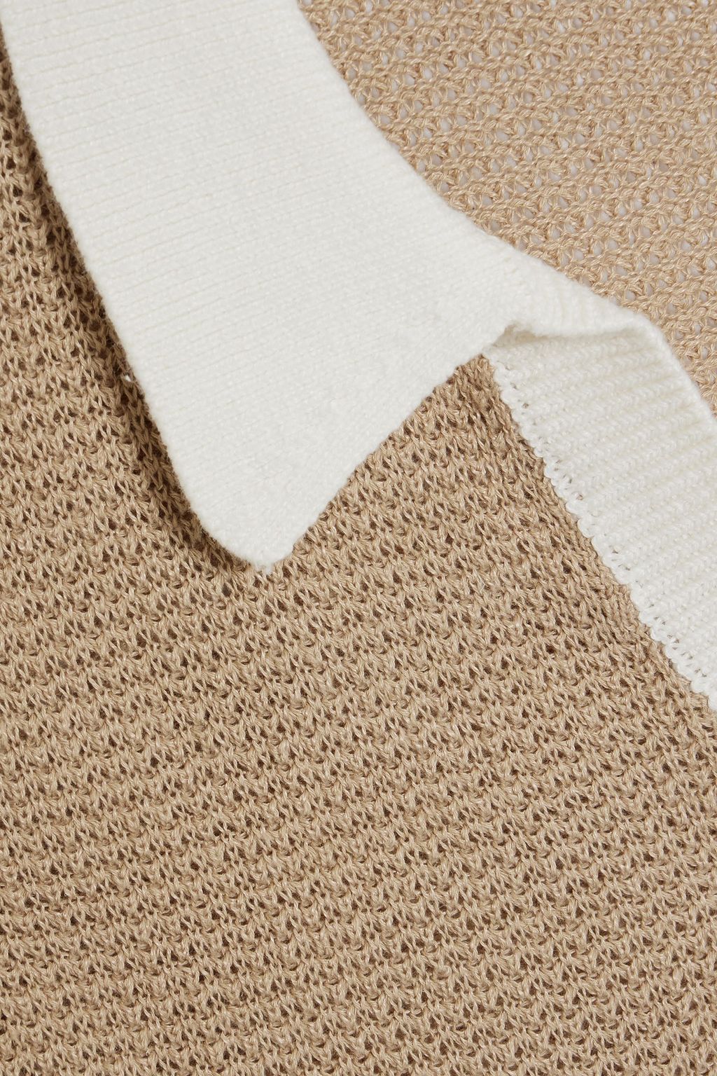 ONIA Cropped two-tone linen polo shirt