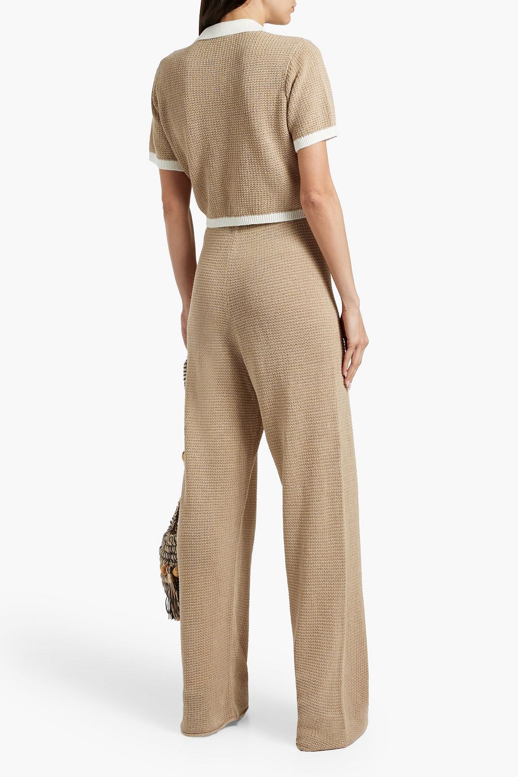 ONIA Cropped two-tone linen polo shirt