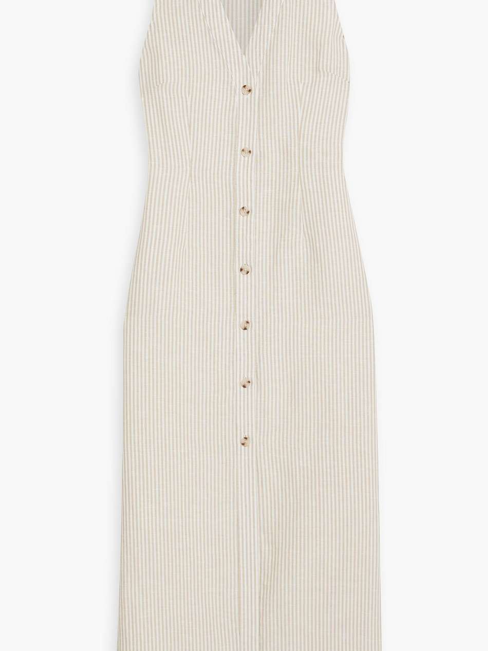 striped linen and lyocell-blend maxi dress
