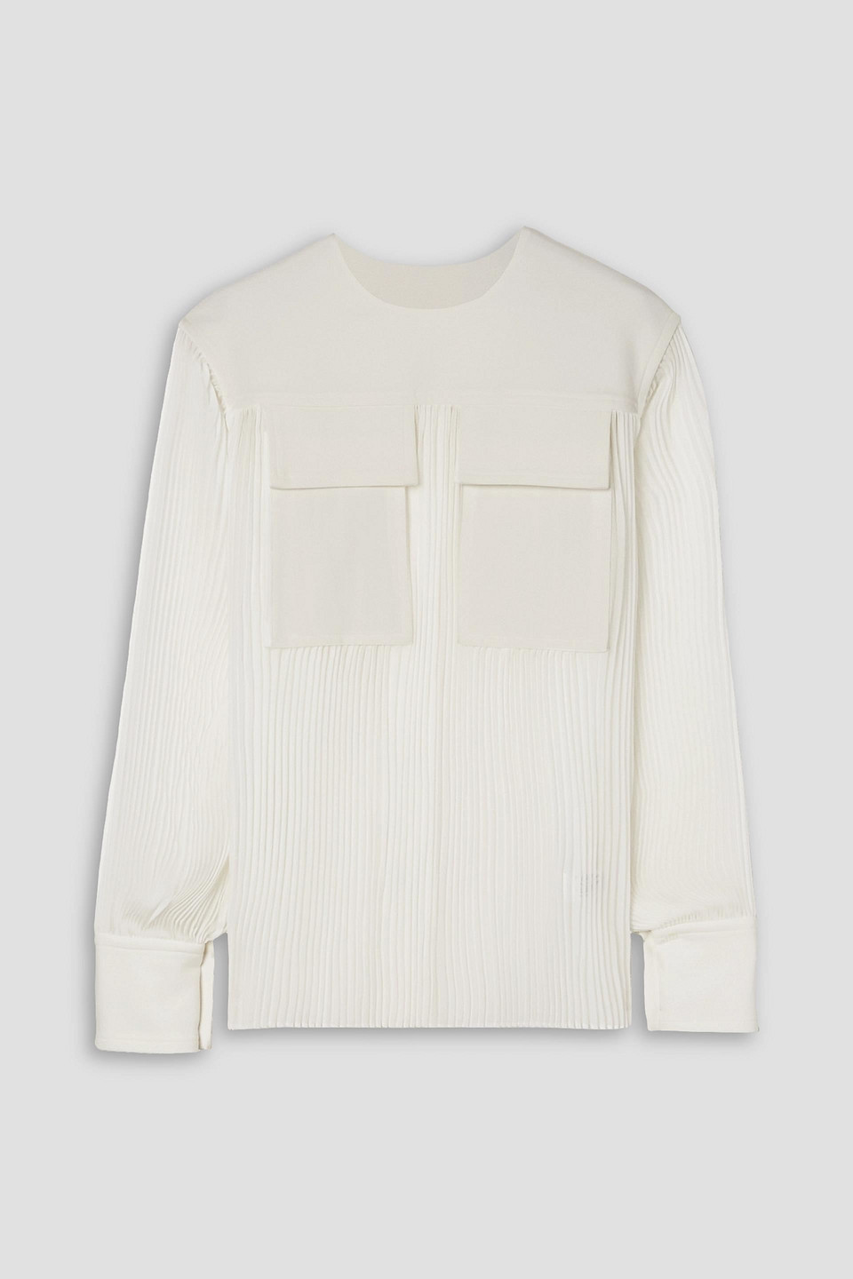 proenza schouler - crepe-paneled plissé-chiffon blouse - white - us 4