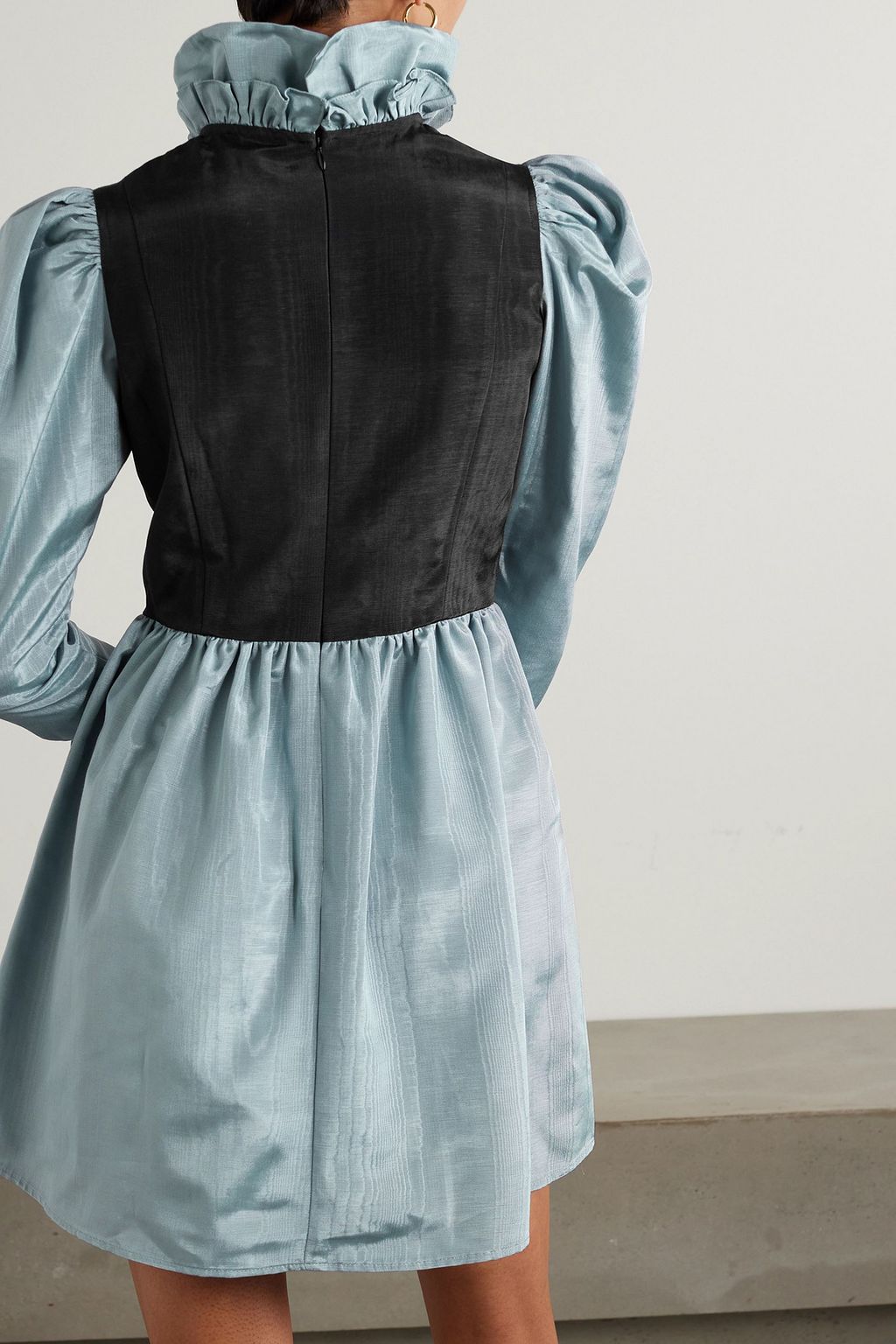 BATSHEVA Gathered moiré mini dress