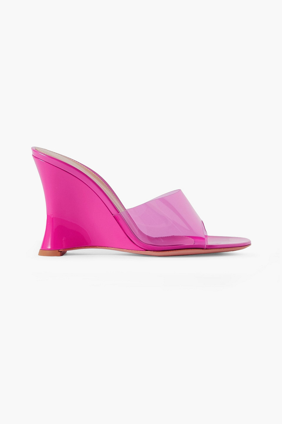 GIANVITO ROSSI FUTURA 95 PATENT-LEATHER AND PVC WEDGE SANDALS