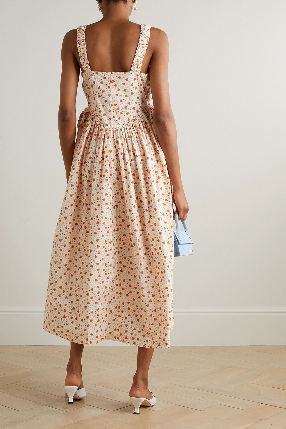 BATSHEVA FARLEY RUFFLED PRINTED COTTON-POPLIN MIDI DRESS