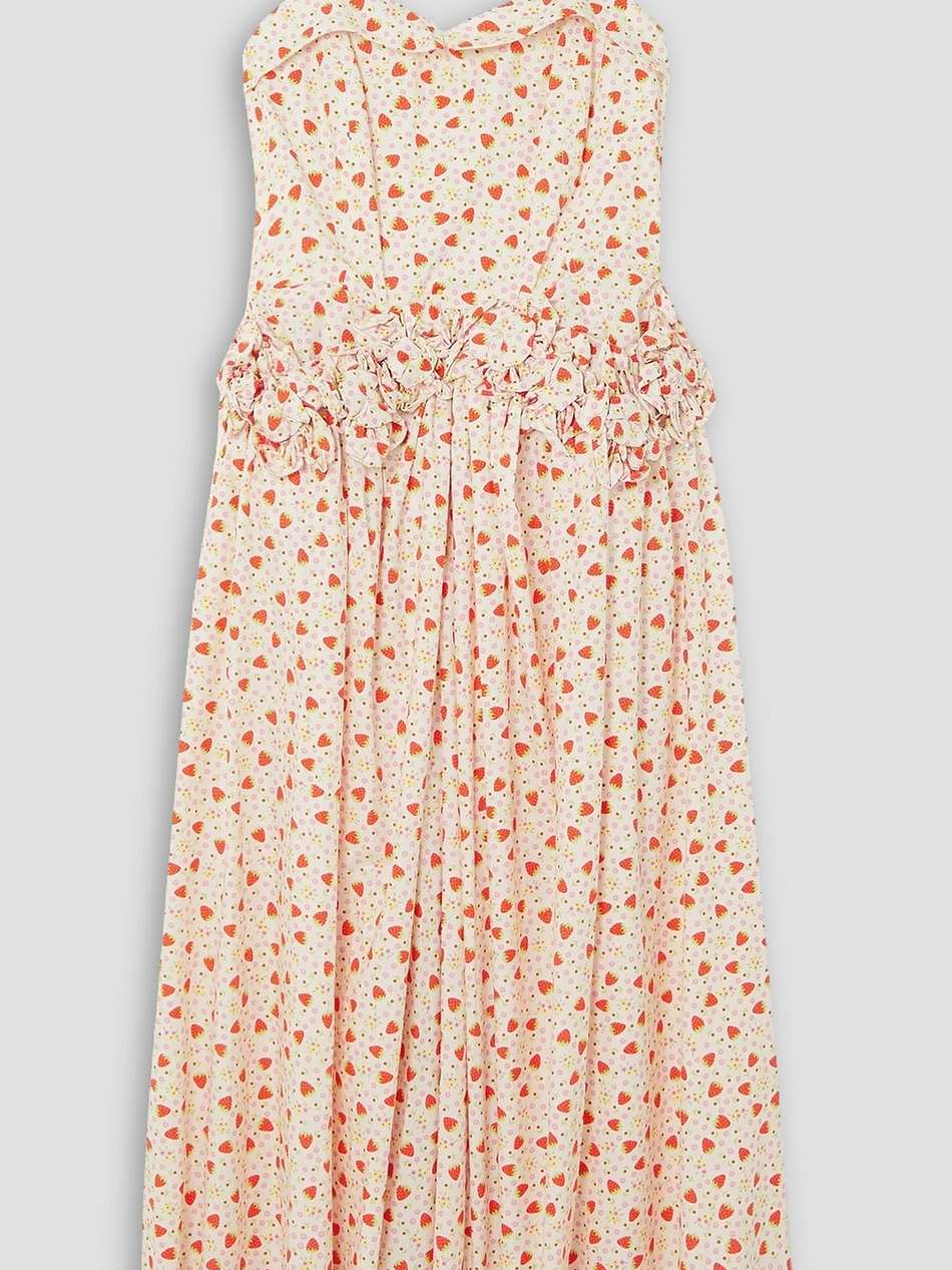 farley ruffled printed cotton-poplin midi dress