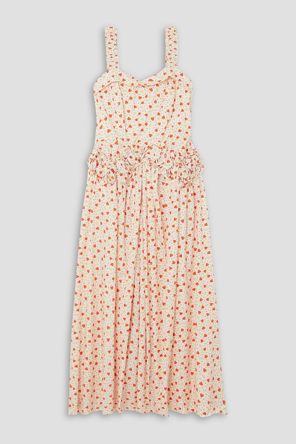 BATSHEVA FARLEY RUFFLED PRINTED COTTON-POPLIN MIDI DRESS
