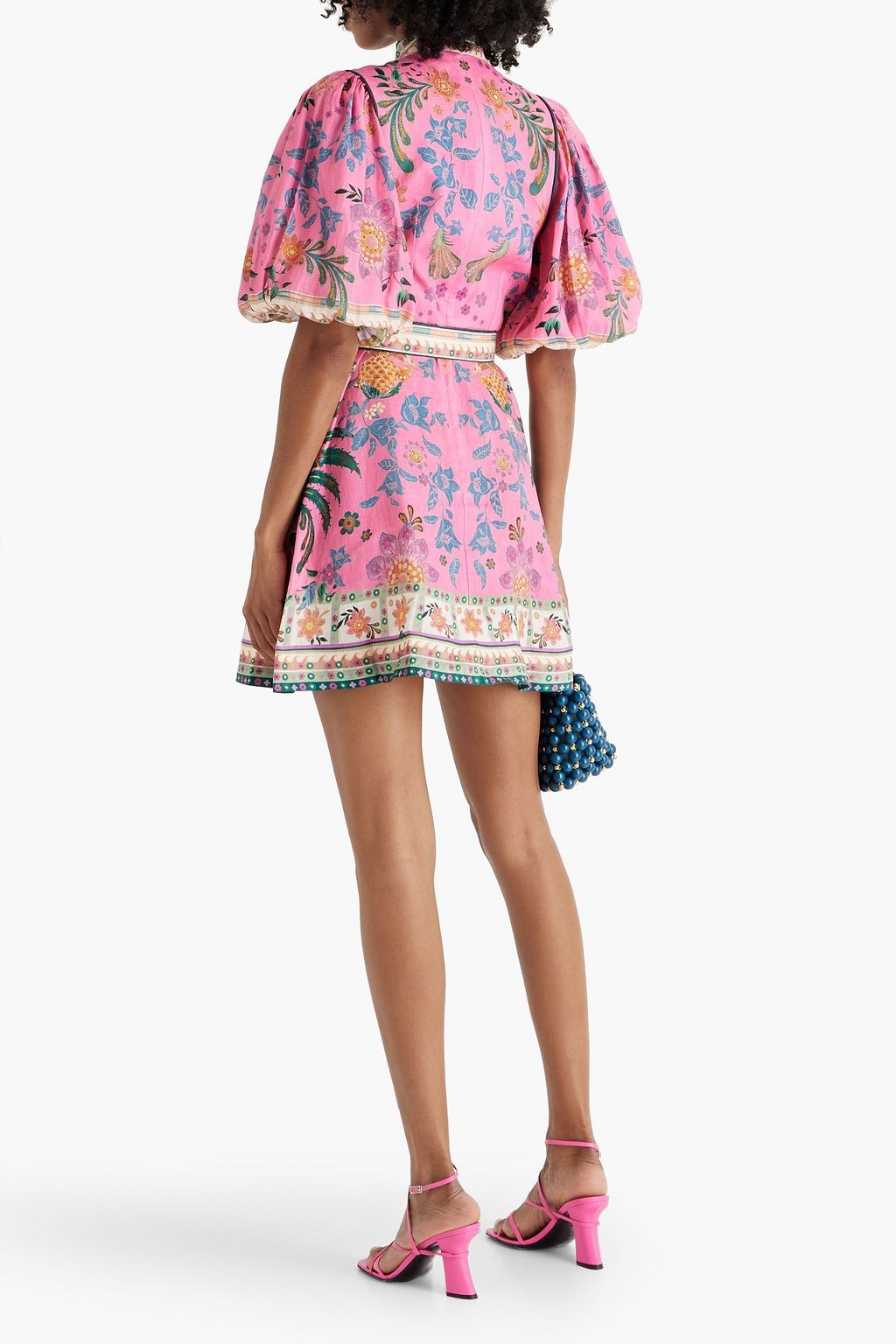 ZIMMERMANN Belted floral-print linen mini dress