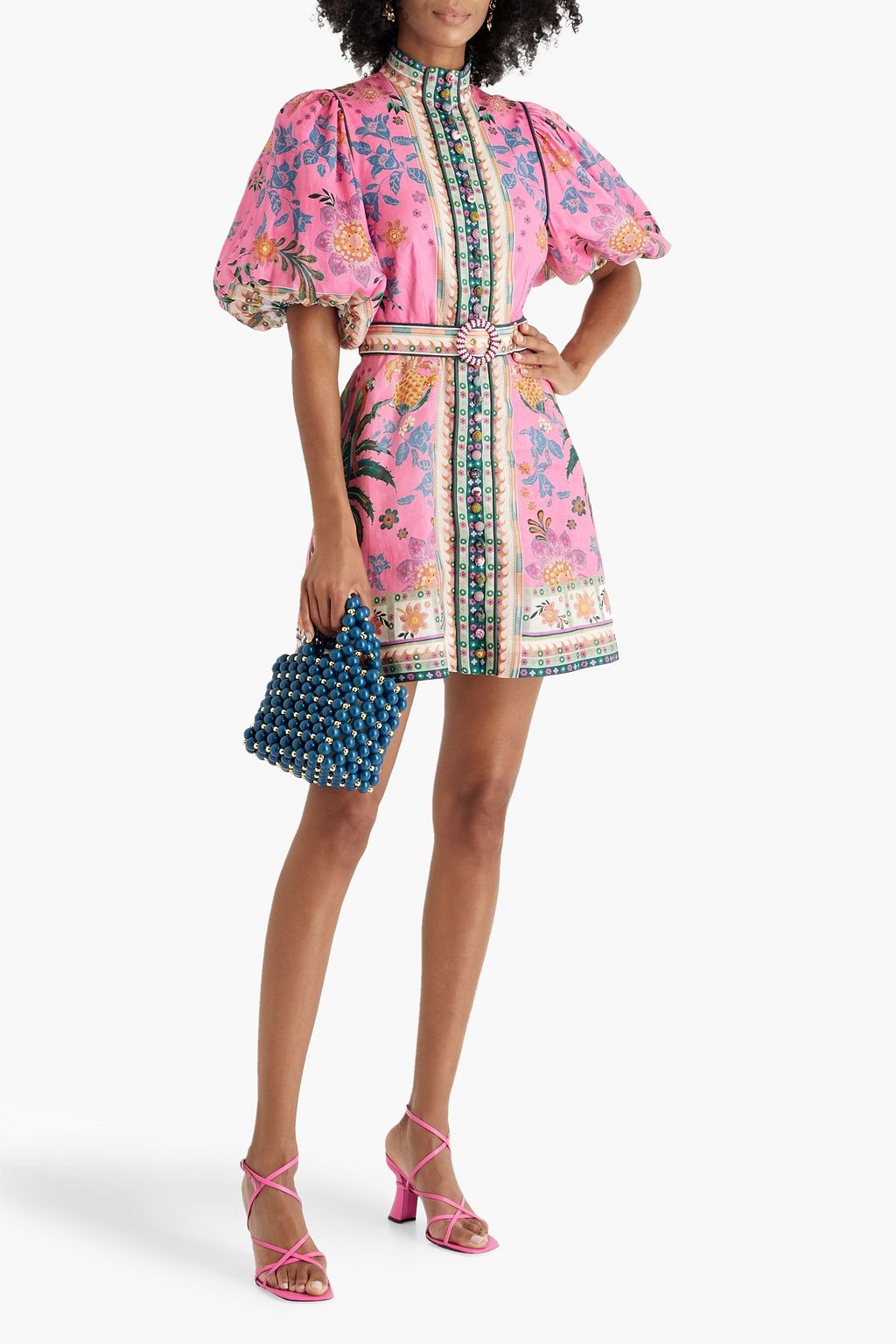 ZIMMERMANN Belted floral-print linen mini dress