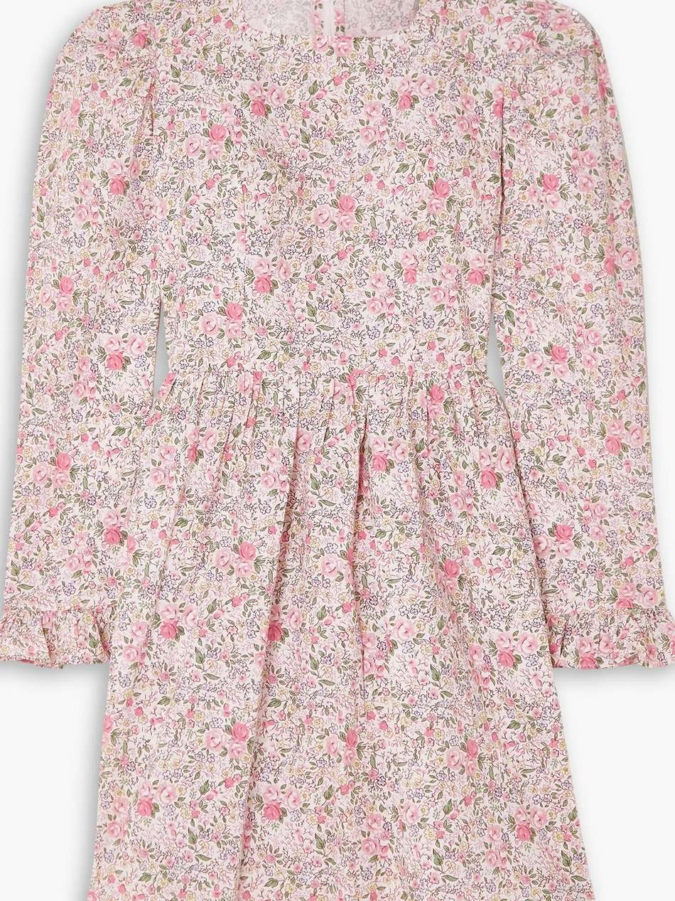 + laura ashley ruffled floral-print cotton-poplin mini dress