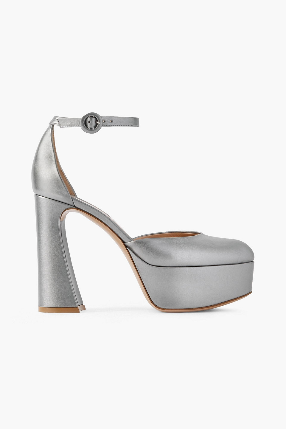 Gianvito Rossi 70 Holly Metallic Leather Platform Pumps In Silver