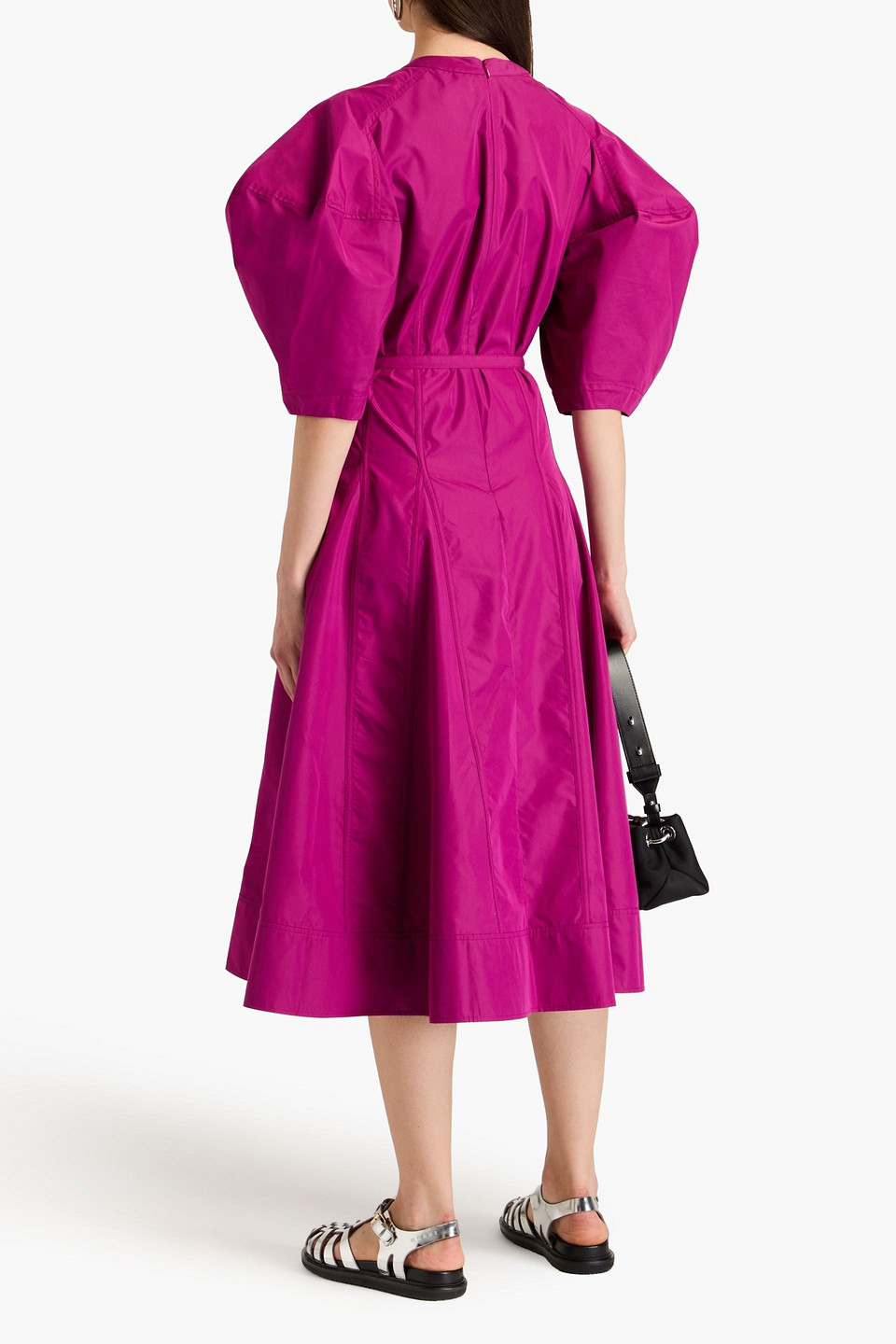 3.1 Phillip Lim Belted Cotton-blend Poplin Midi Dress In Magenta