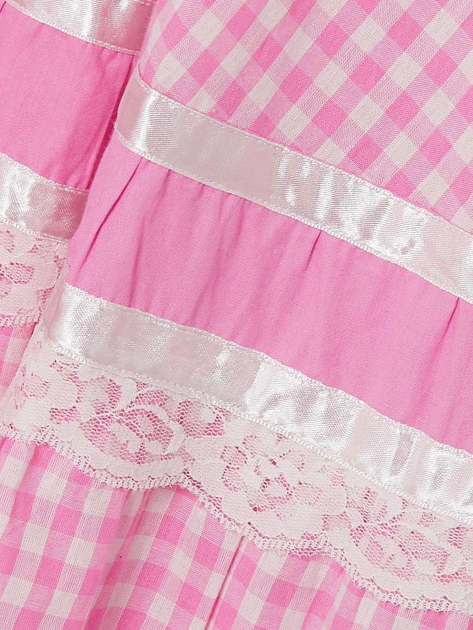 meadow tiered satin and lace-trimmed gingham cotton-poplin maxi dress
