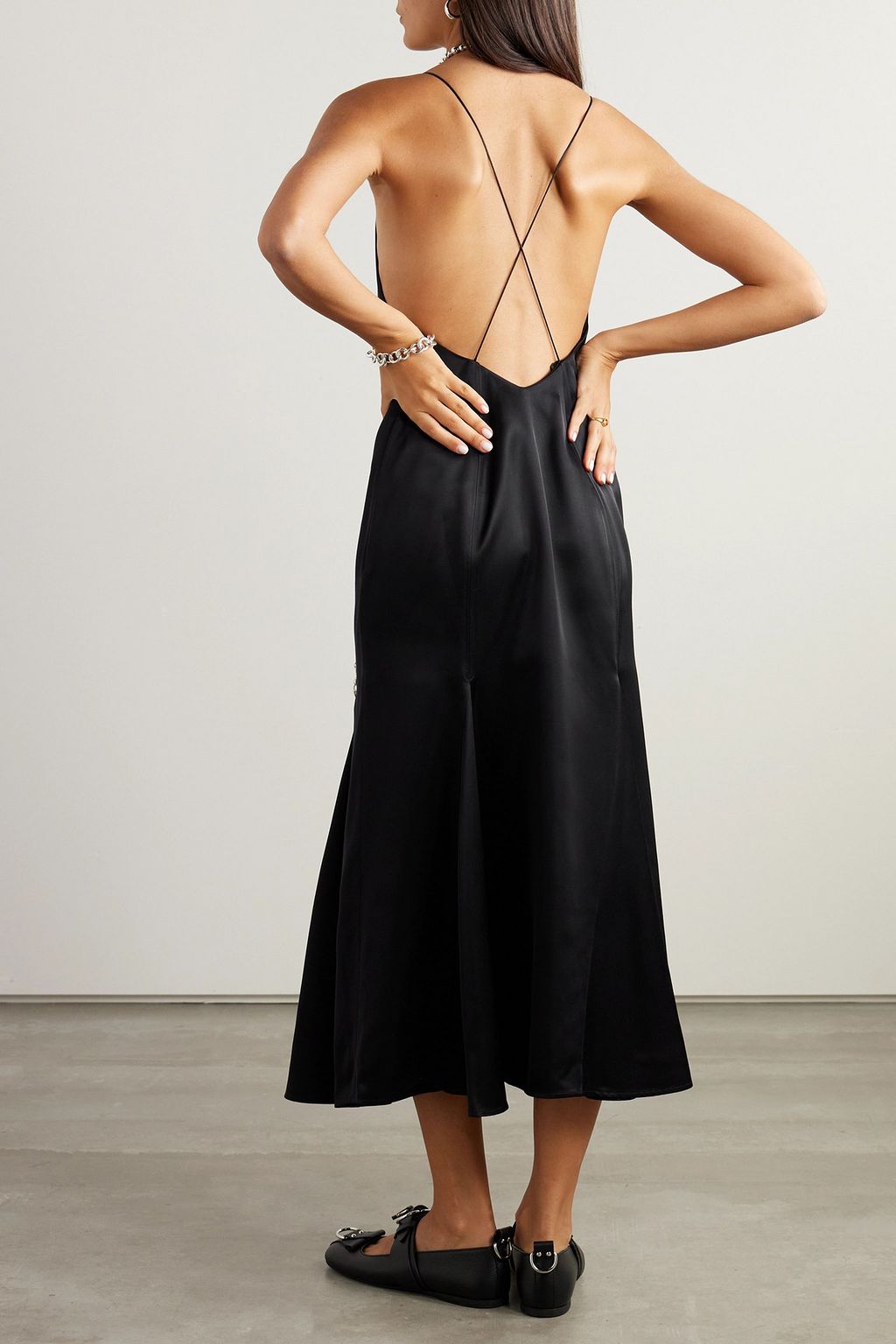 WALES BONNER Josephine embellished silk-satin midi dress