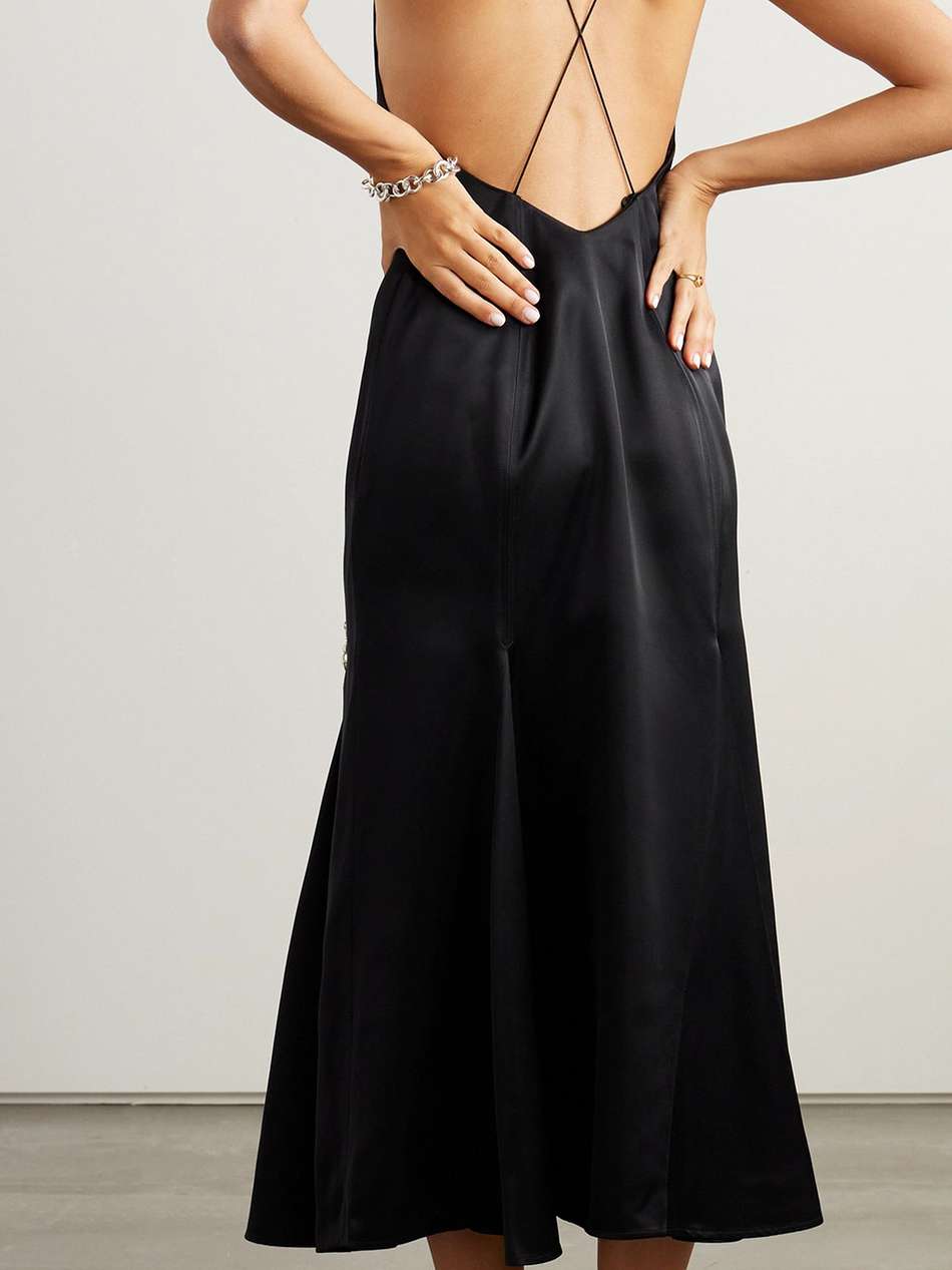 josephine embellished silk-satin midi dress