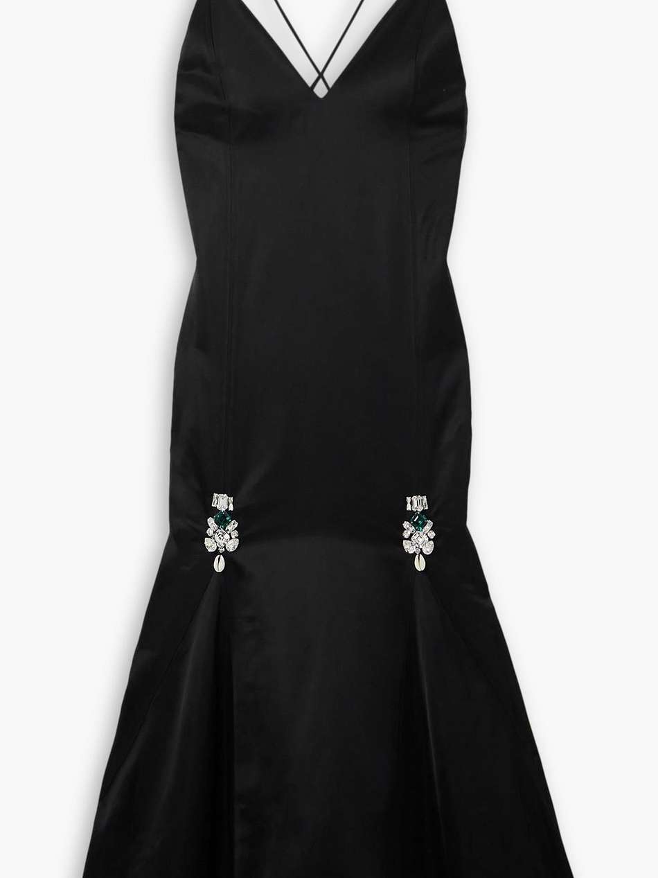 josephine embellished silk-satin midi dress