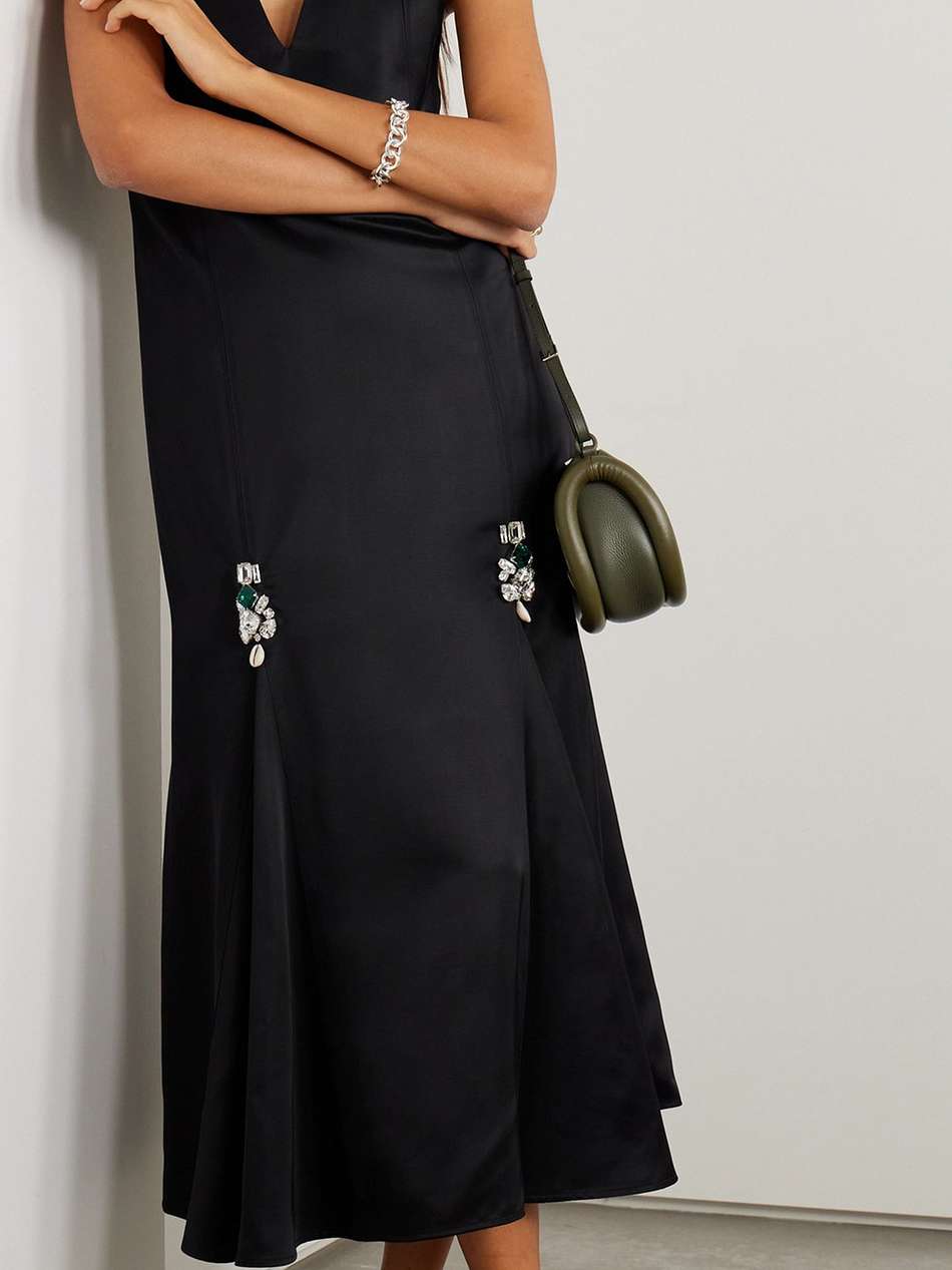 josephine embellished silk-satin midi dress