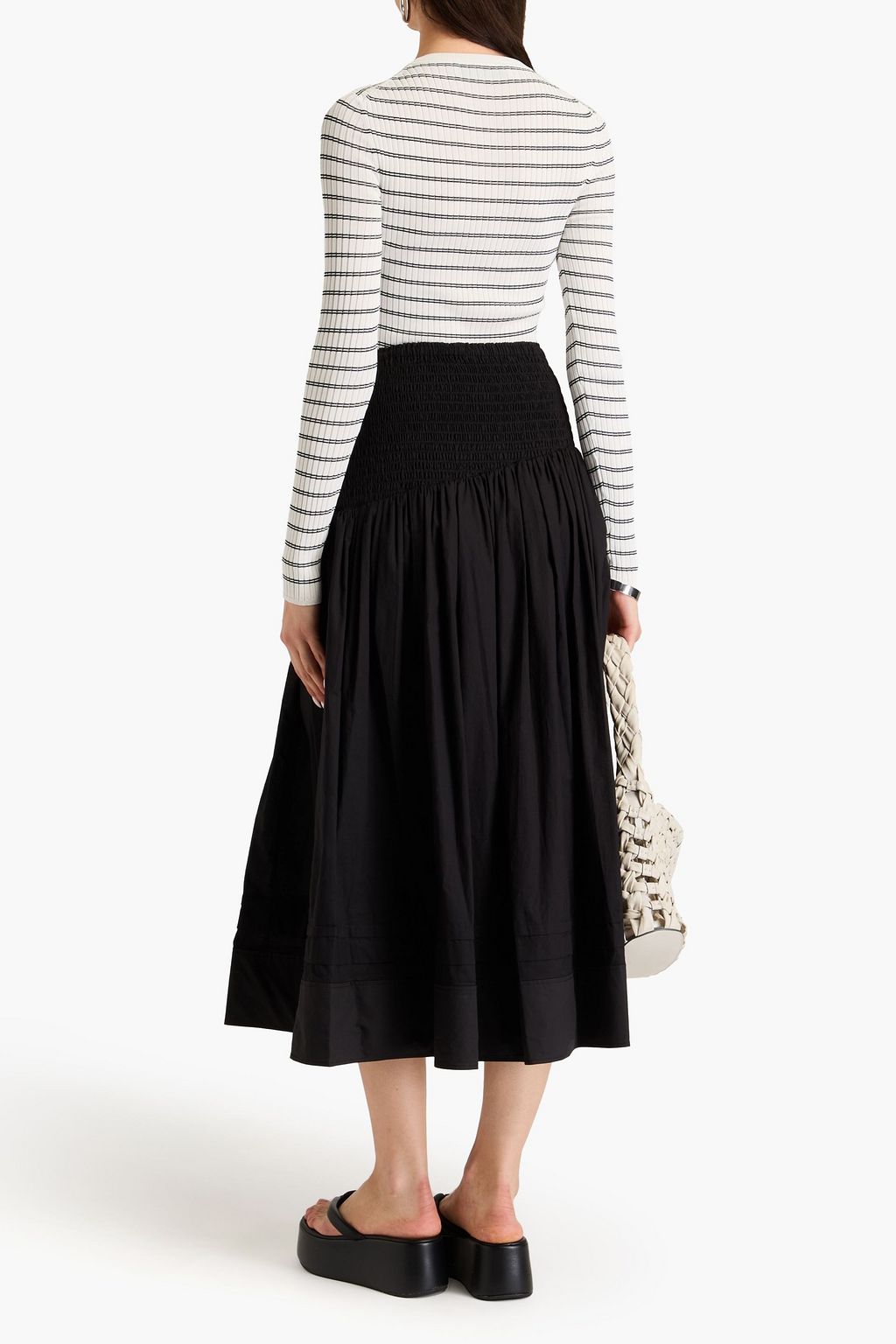 3.1 PHILLIP LIM تنورة متوسطة الطول من الفوال القطني