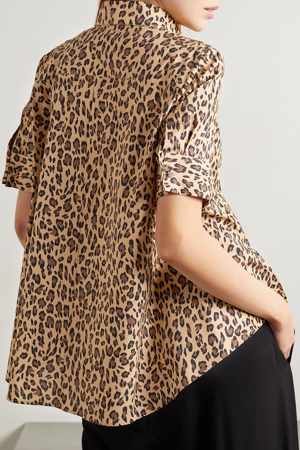 ADAM LIPPES Trapeze leopard-print cotton-blend poplin shirt