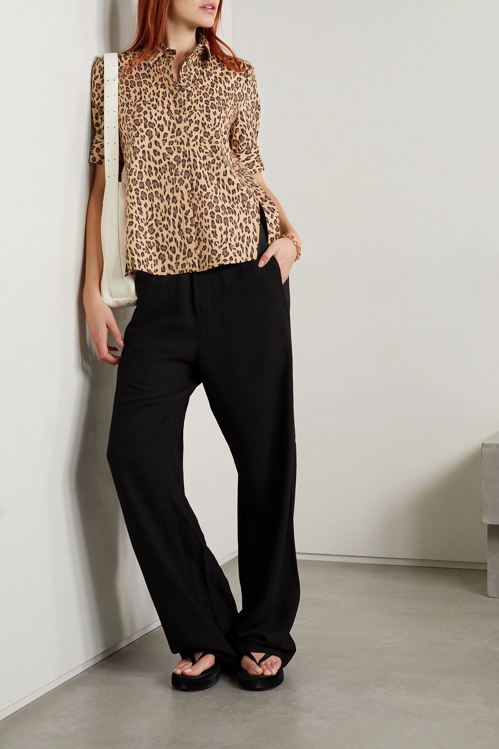 ADAM LIPPES Trapeze leopard-print cotton-blend poplin shirt