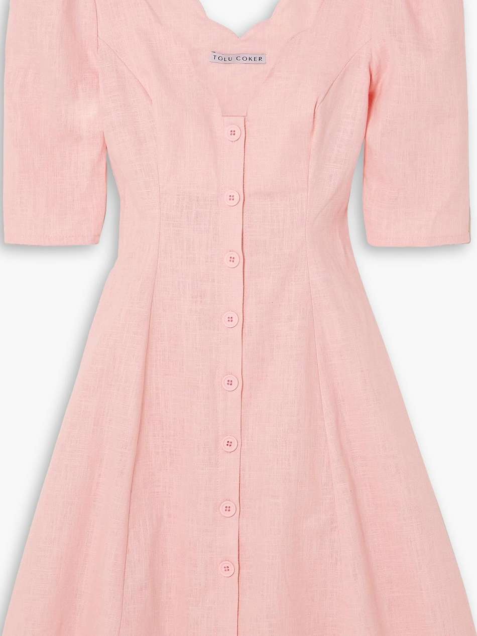 scalloped linen mini dress