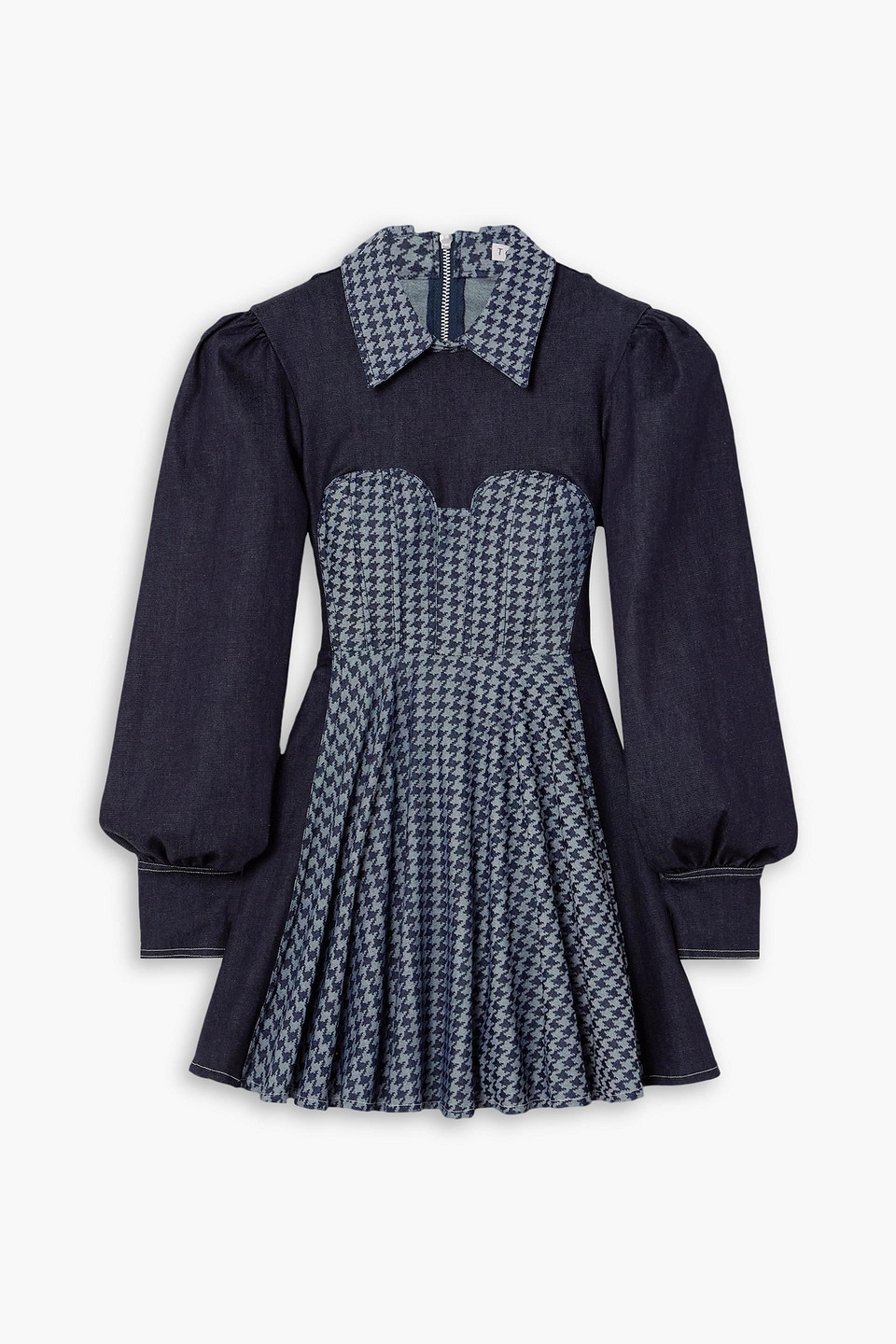TOLU COKER CUTOUT PANELED DENIM-JACQUARD MINI DRESS