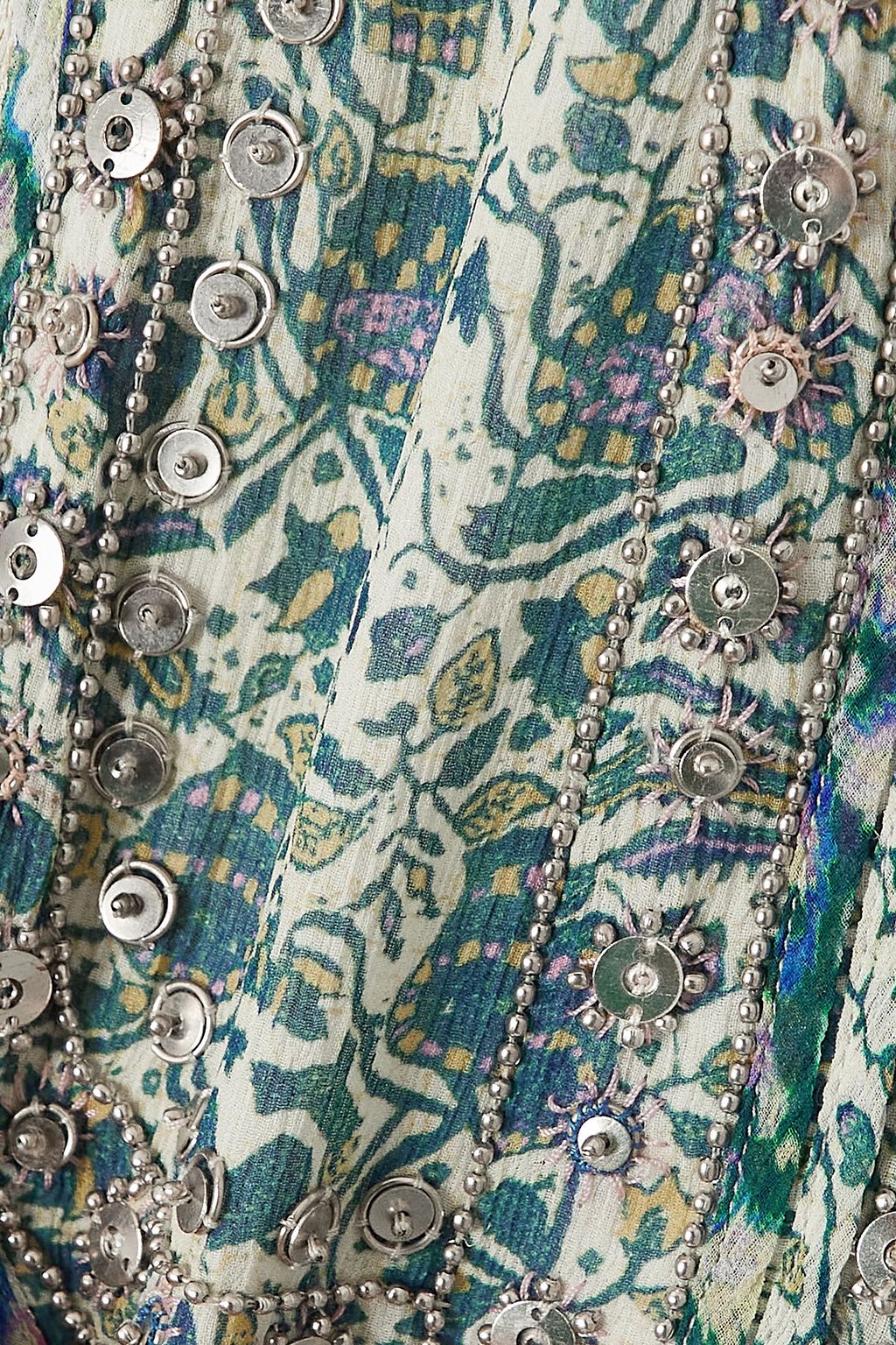 ISABEL MARANT Oneila embellished printed silk-voile mini skirt