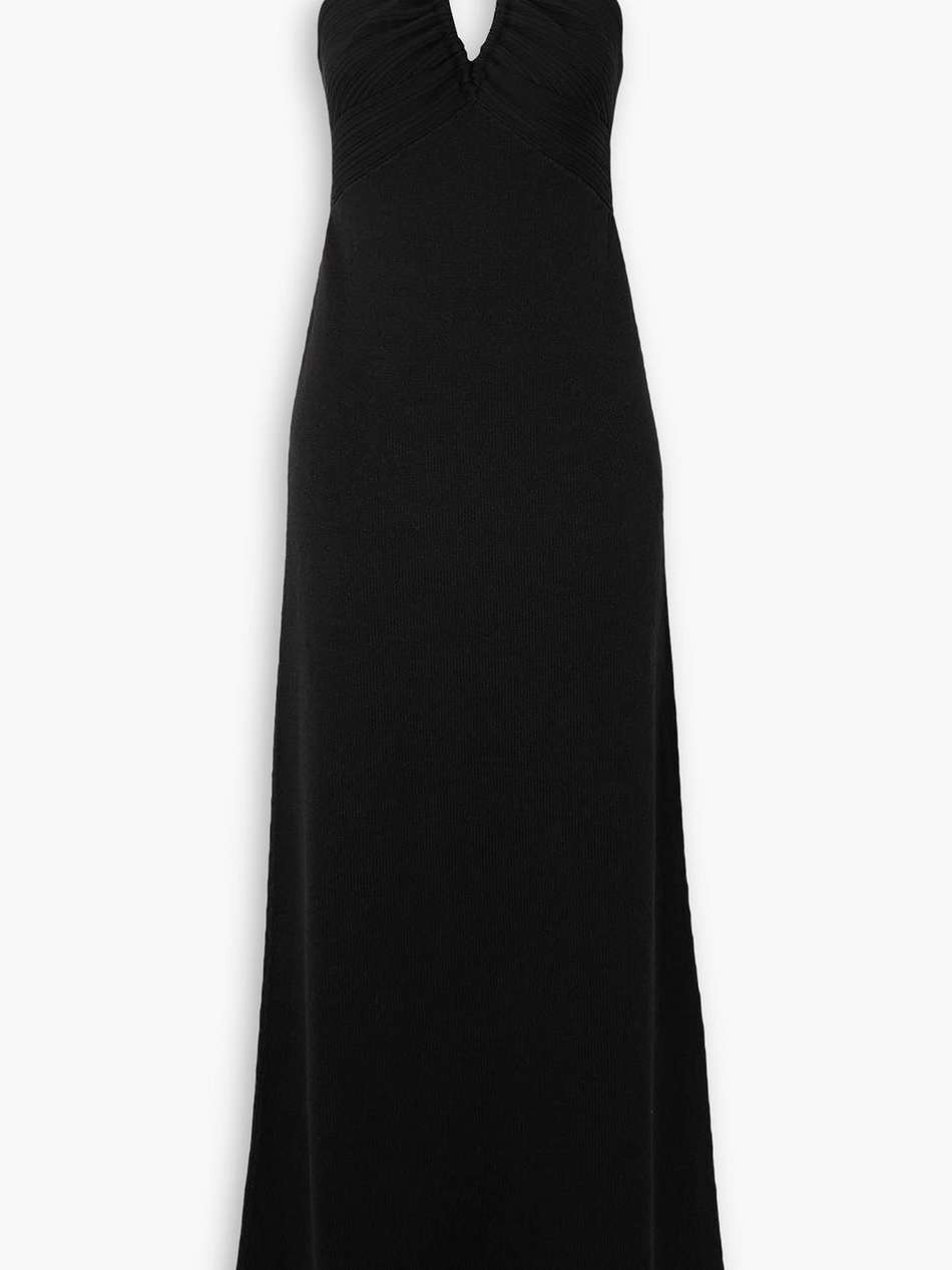 cotton-blend halterneck maxi dress