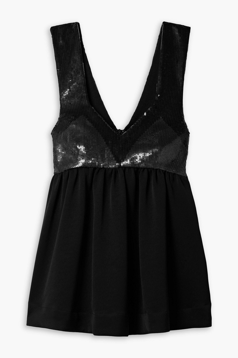 Proenza Schouler Sequined Hammered-crepe Tank In Black