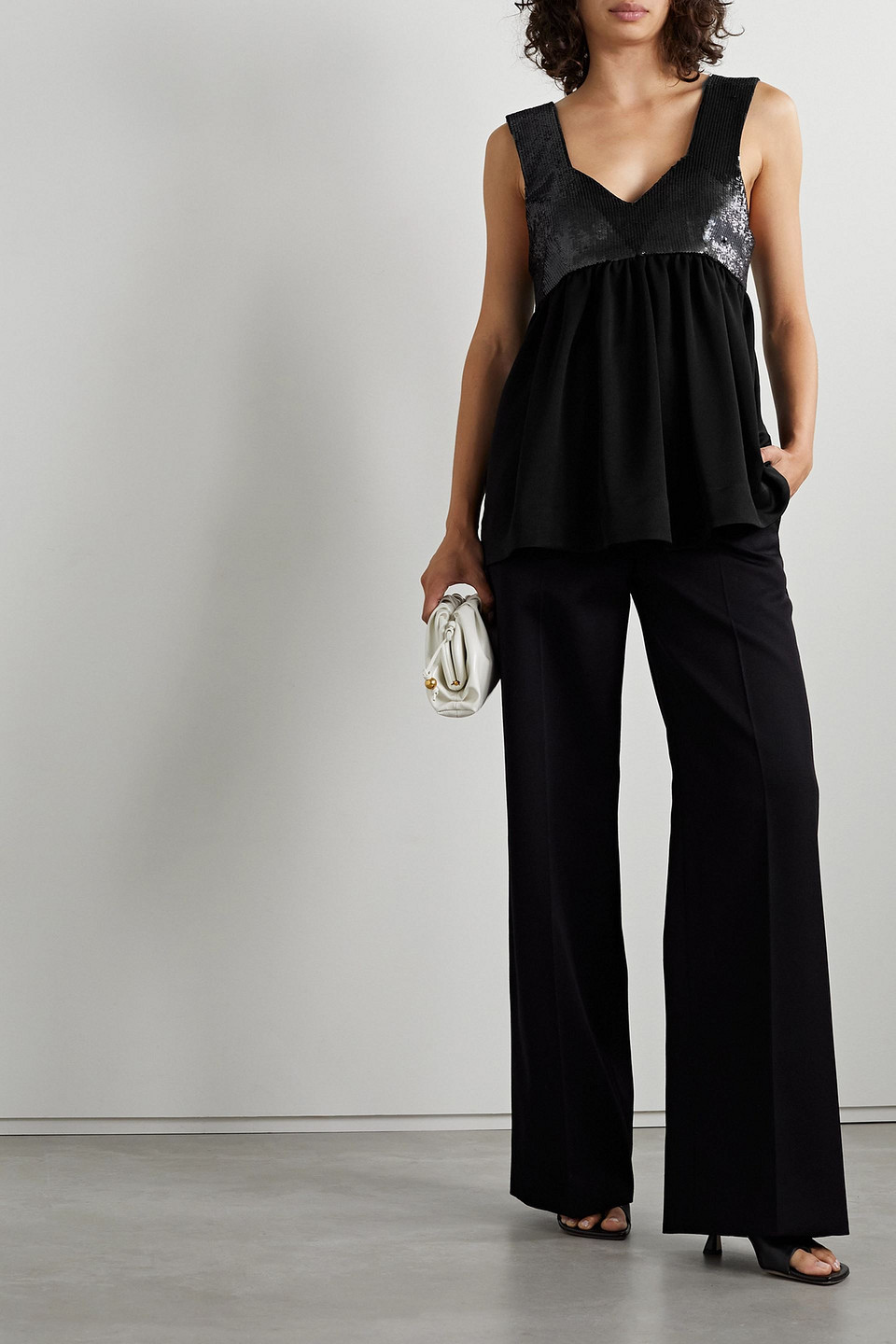 PROENZA SCHOULER SEQUINED HAMMERED-CREPE TANK