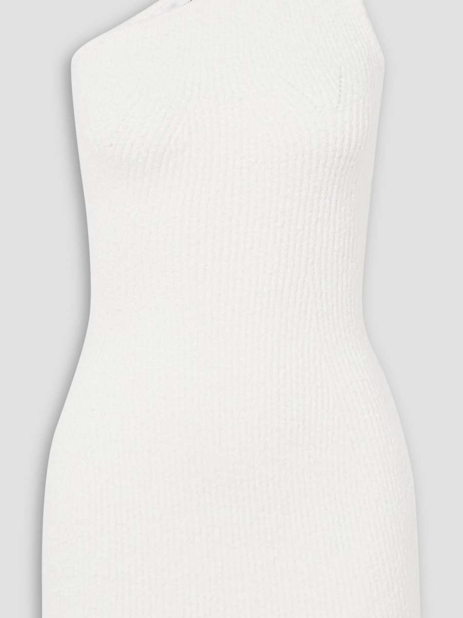 + hailey bieber one-shoulder ribbed cotton-blend mini dress