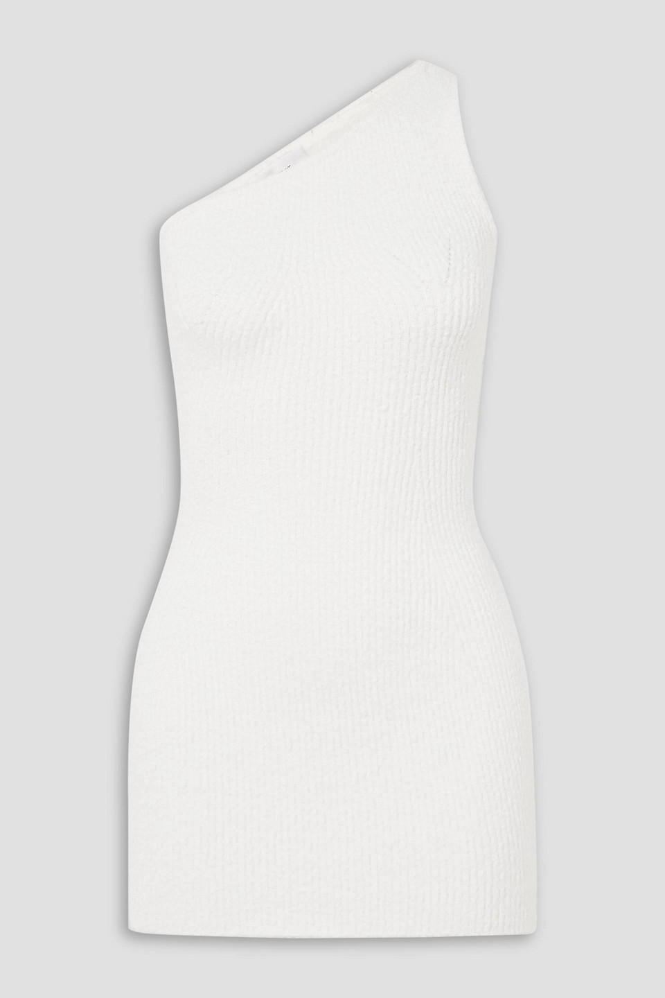 Hailey Bieber one-shoulder ribbed cotton-blend mini dress