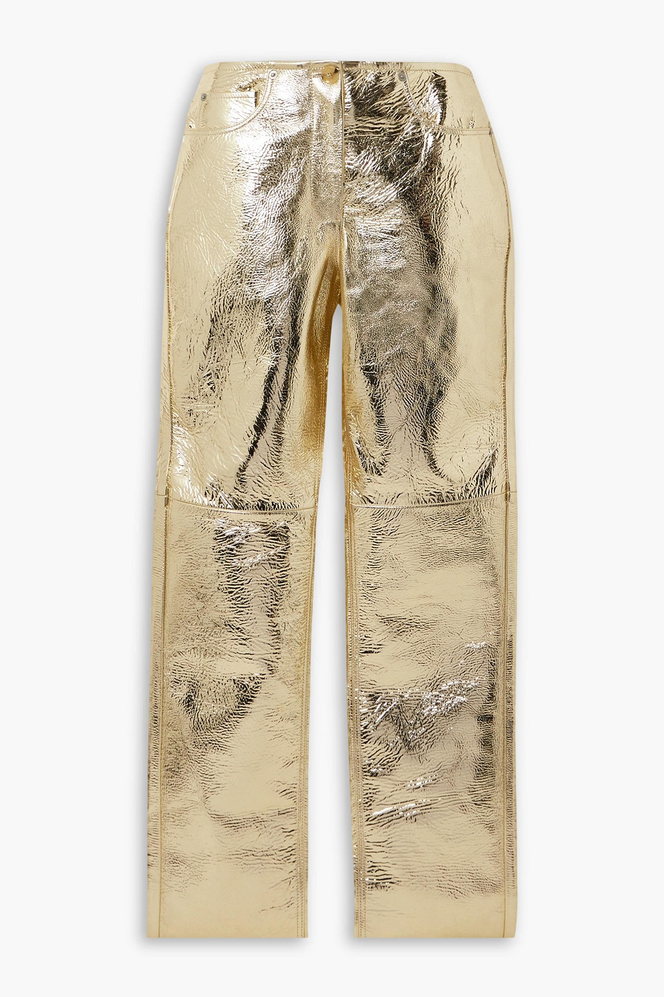 Proenza Schouler Metallic Leather Straight-leg Pants In Gold