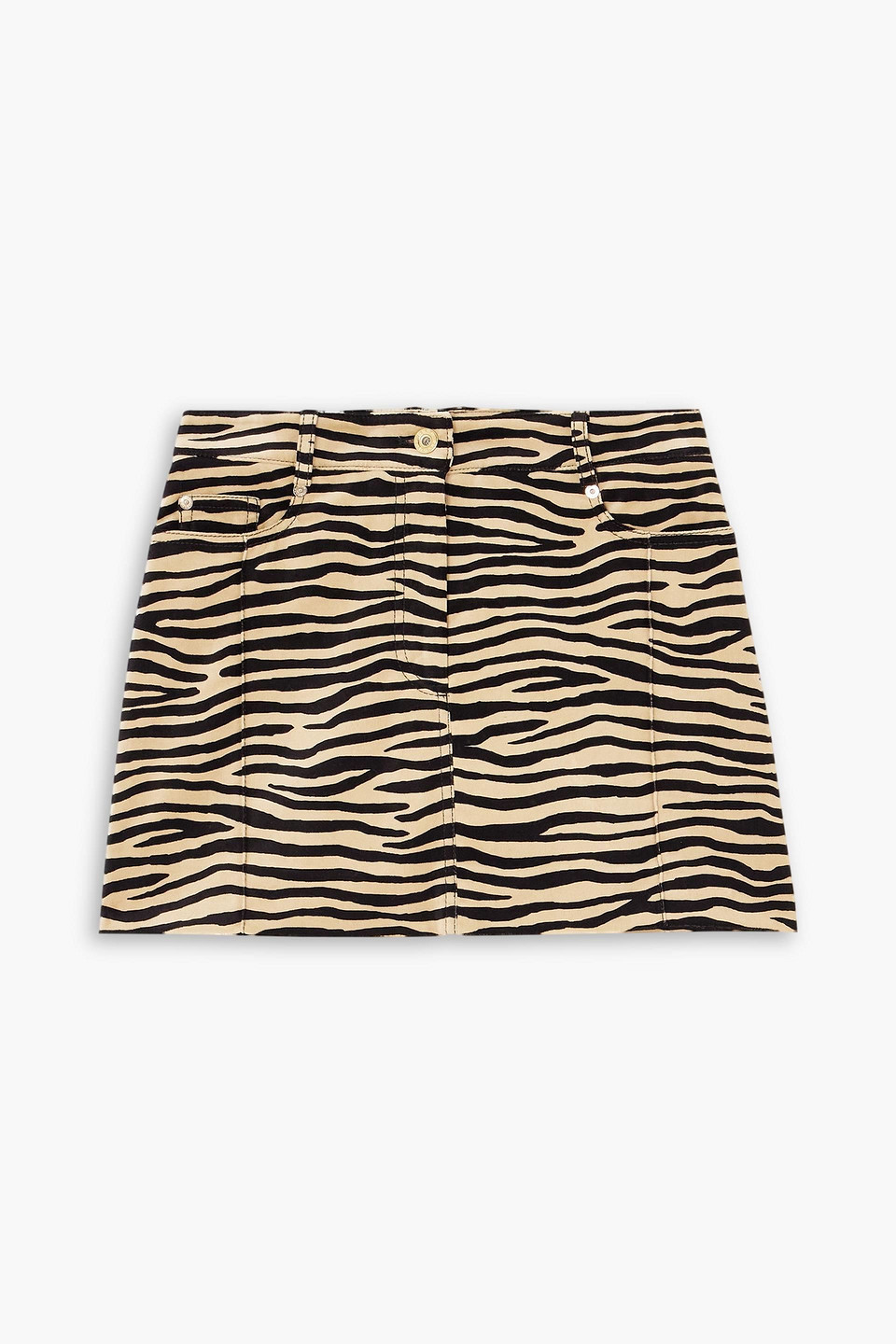 Tiger-print stretch-cotton velvet mini skirt