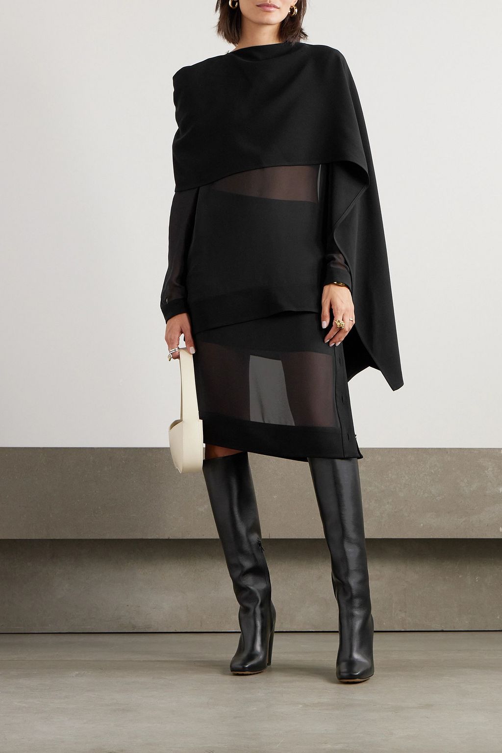 PROENZA SCHOULER Cape-effect chiffon blouse