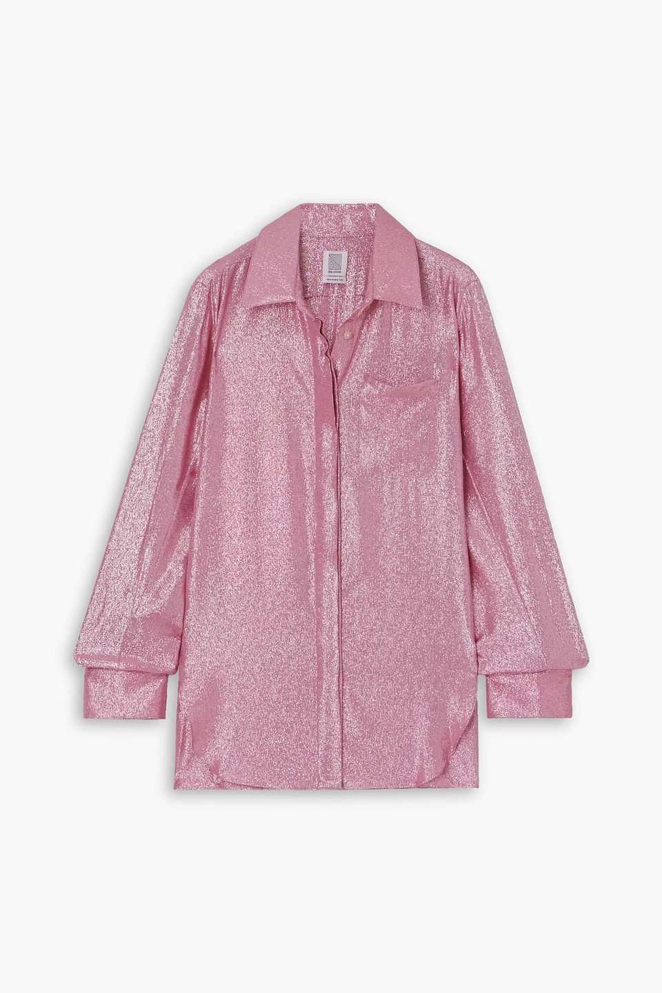 Rosie Assoulin Glittered Crepe Shirt In Baby Pink