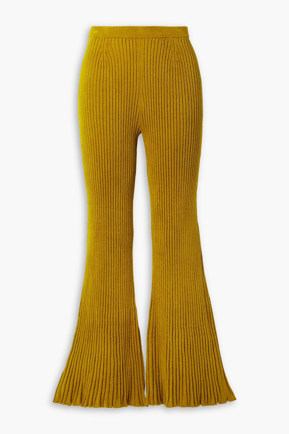 Proenza Schouler Ribbed Velvet Flared Pants In Mustard