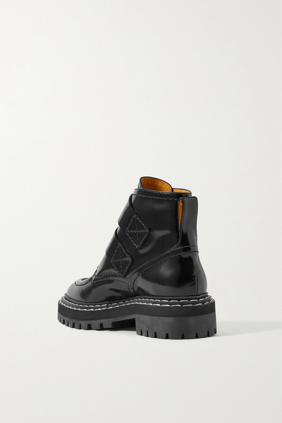 PROENZA SCHOULER BUCKLED GLOSSED-LEATHER ANKLE BOOTS