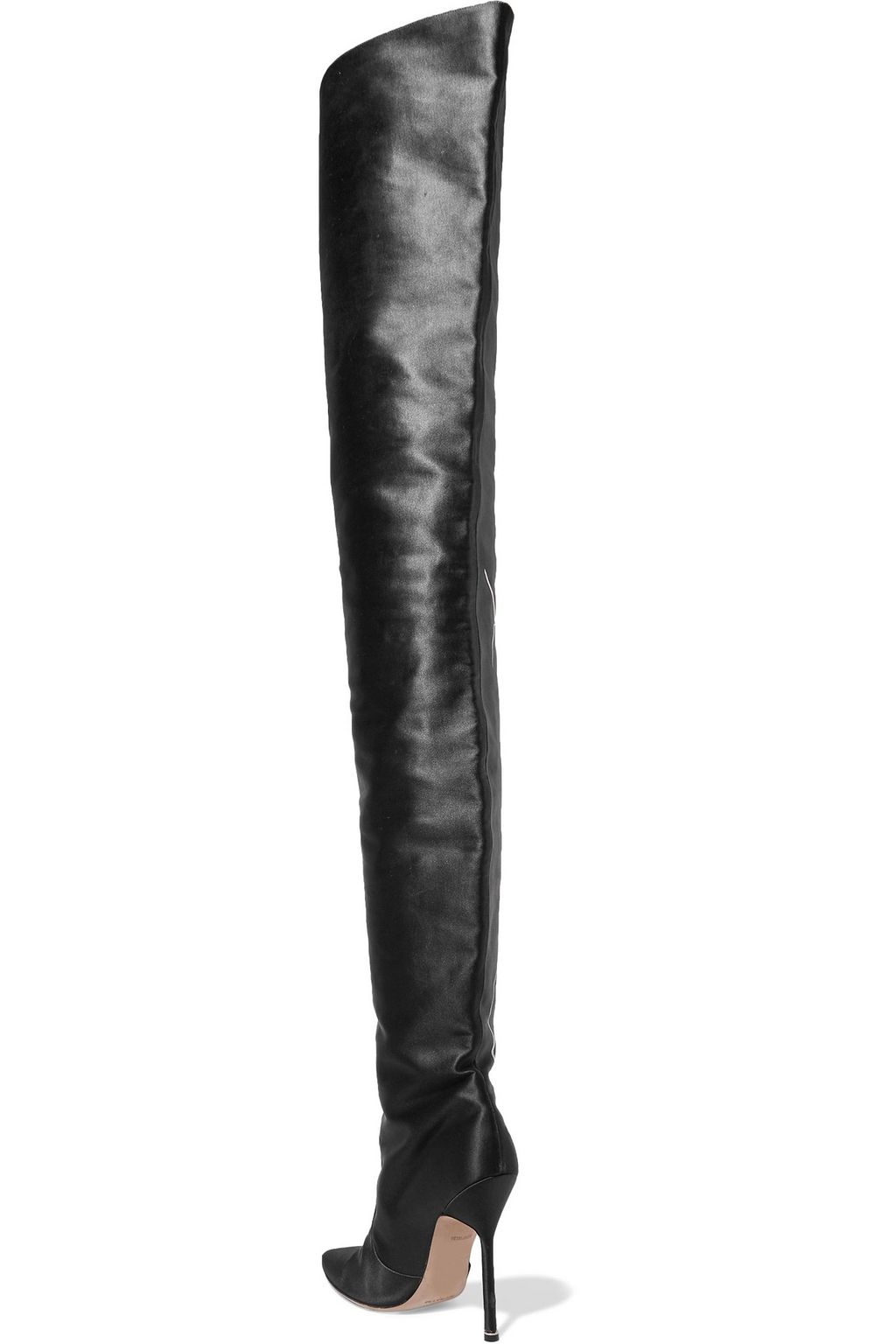 VETEMENTS X MANOLO BLAHNIK بوت بطول الفخذ من الساتان مزين بطبعات