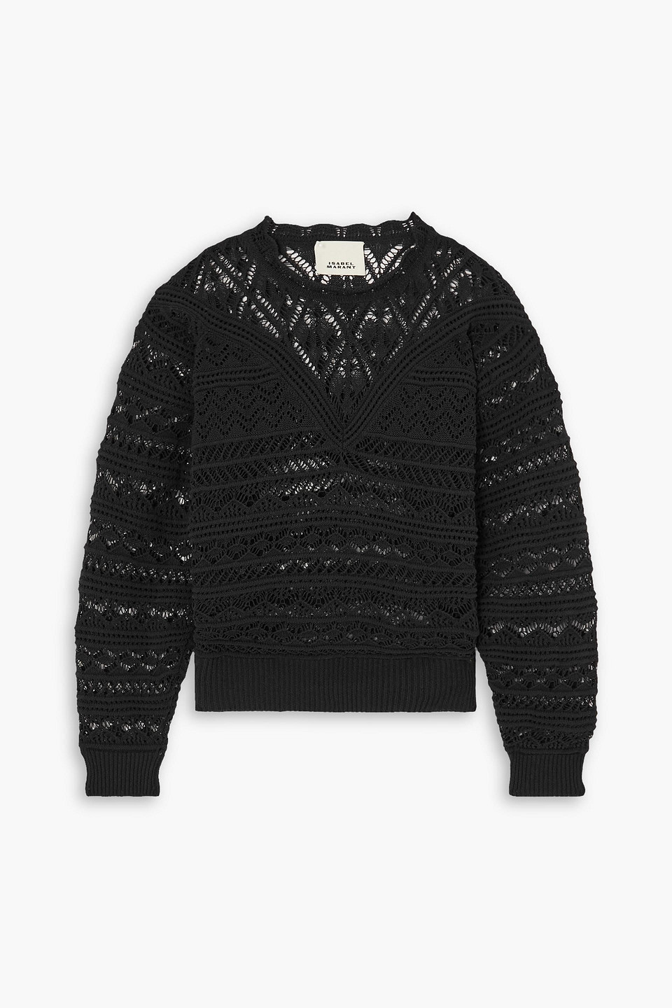 Isabel Marant Alma Crocheted Cotton-blend Sweater In Schwarz