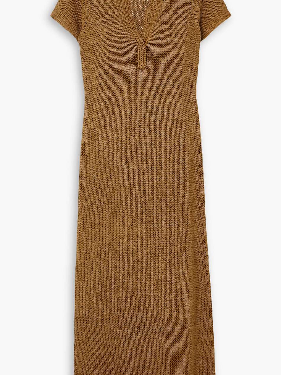 fringed crochet-knit maxi dress