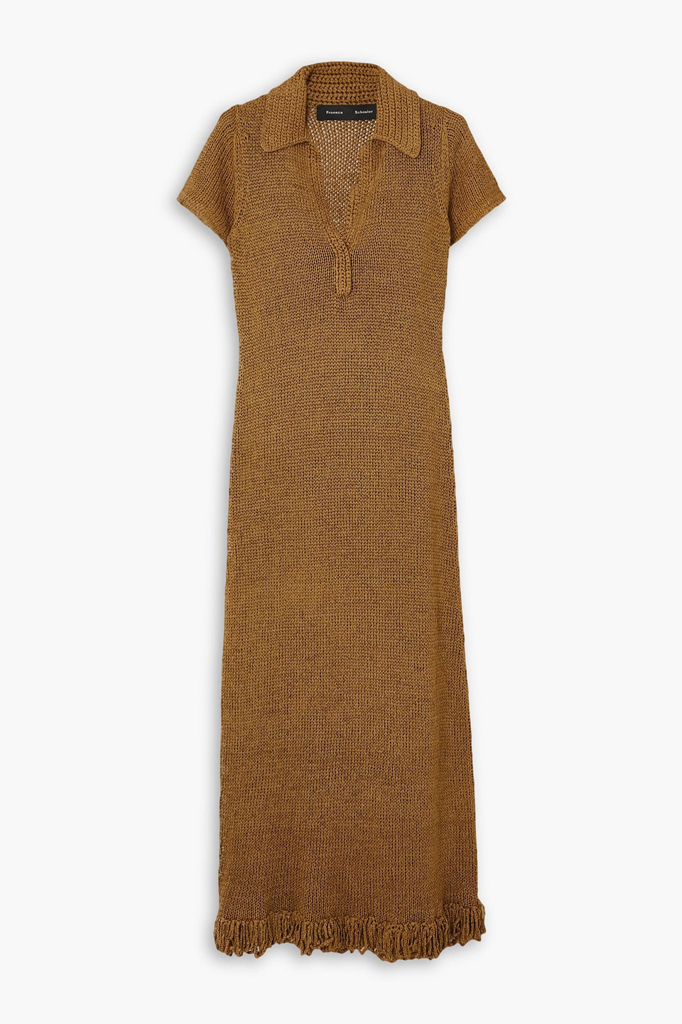 Proenza Schouler Fringed Crochet-knit Maxi Dress In Camel