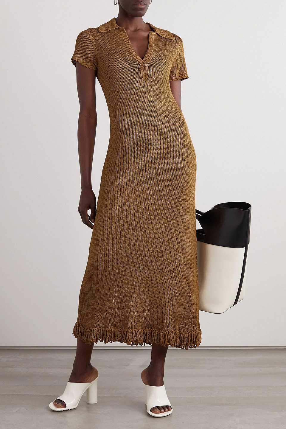 PROENZA SCHOULER FRINGED CROCHET-KNIT MAXI DRESS
