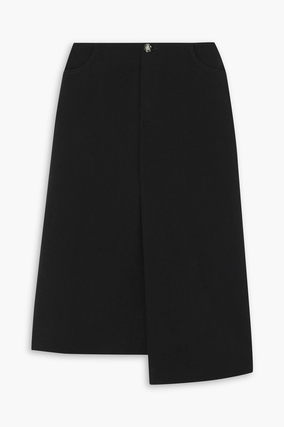 Proenza Schouler Asymmetric Wool-twill Midi Skirt In Black