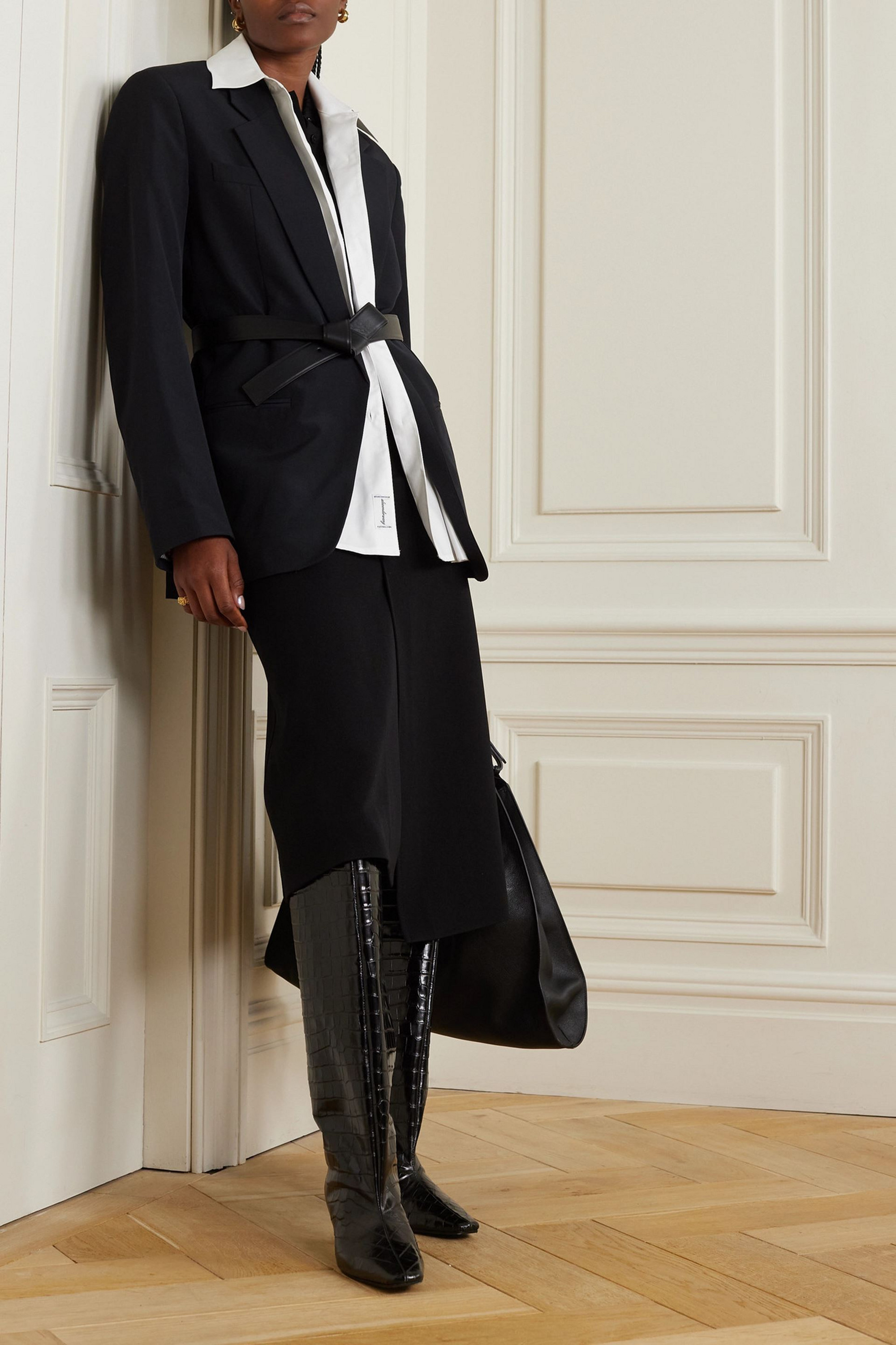 Proenza Schouler Asymmetric wool-twill midi skirt